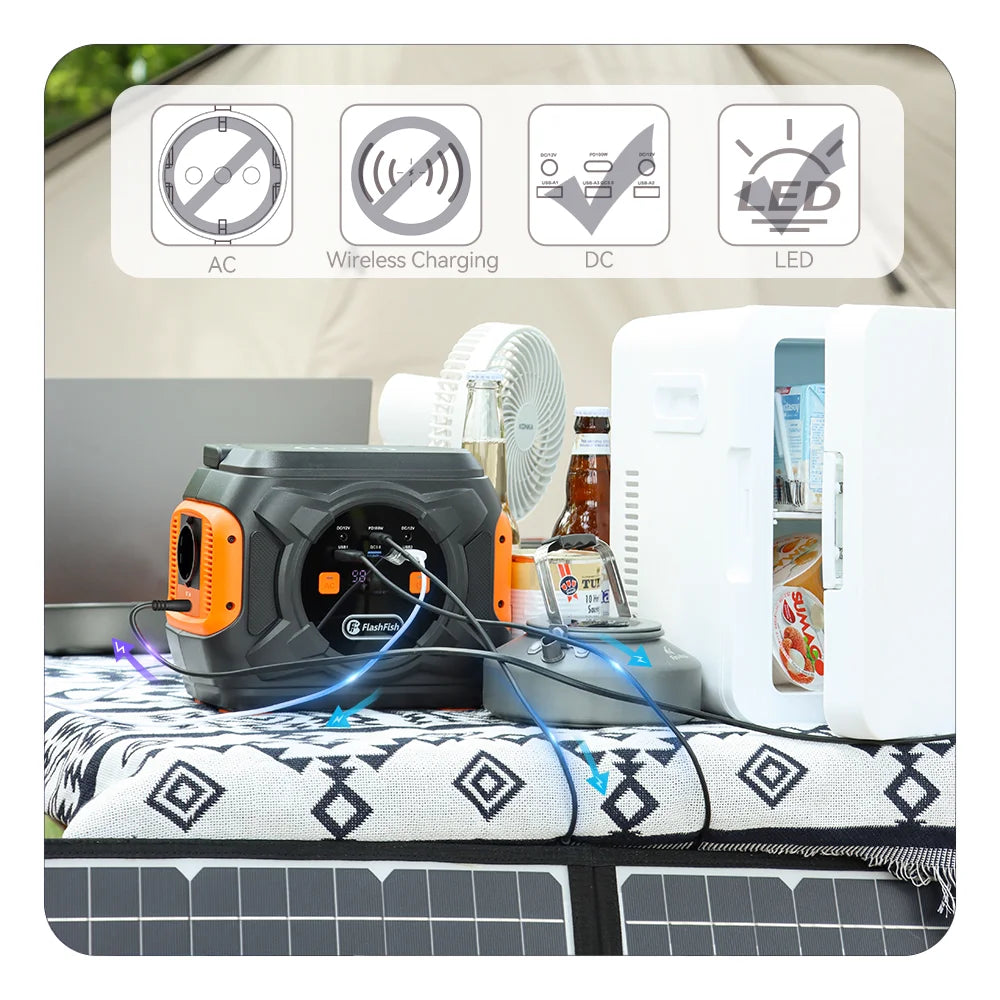 FF Flashfish A301 230V 320W Portable Power Station 292Wh Solar Generator 100W PD Battery AC Power Bank with Solar Panel 100W 18V