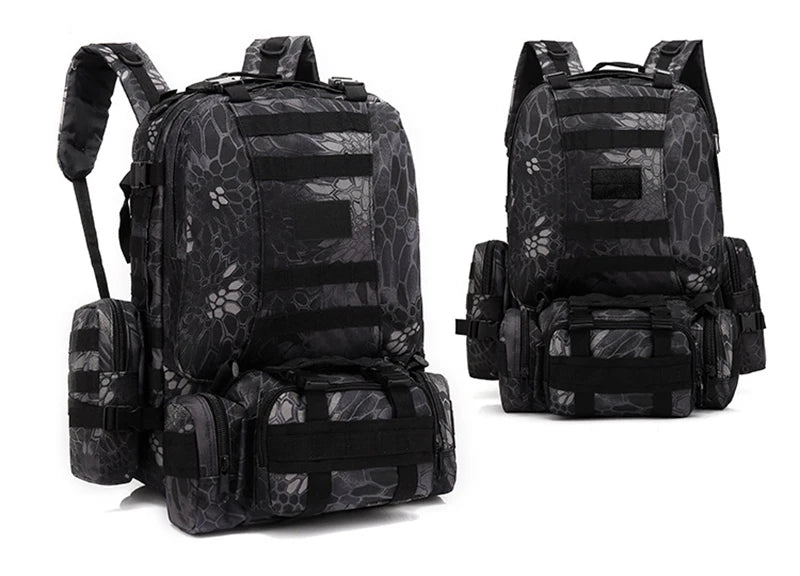 4 in 1 Backpack 55L Tactical Backpack Bag Rucksack Outdoor Sport Bag Men Camping Hiking Travel Climbing Mochila