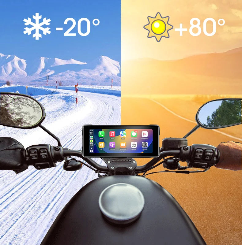 7 Inch Motorcycle Portable Navigation GPS Wireless Apple Carplay Android Auto IPX7 Waterproof Motorcycle BT Touch Screen Display