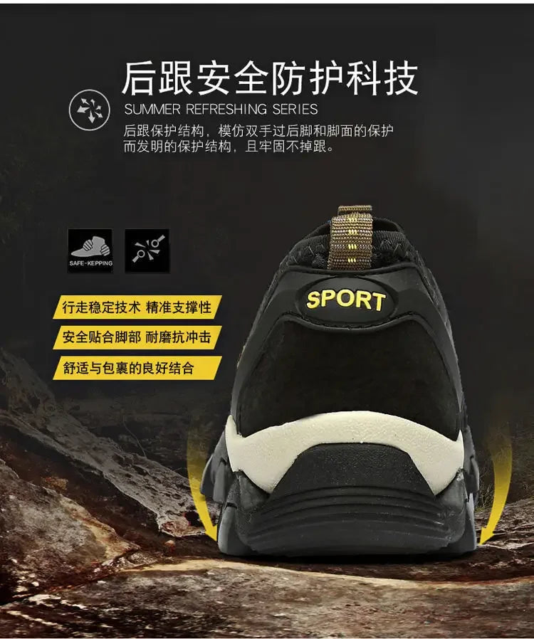 Men Casual Tennis Sneakers Summer Fashion Breathable Mesh Shoes Mens Non-Slip Hiking Shoe Sneaker for Men Climbing Trekking