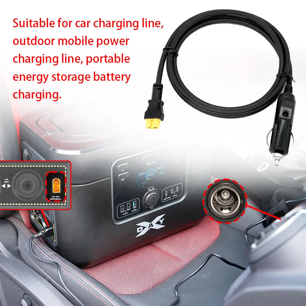 Car Cigarette Lighter to XT60 Cable 12V 24V Charging Cable Portable Power Station Outdoor Battery Power Storage Charging Cable