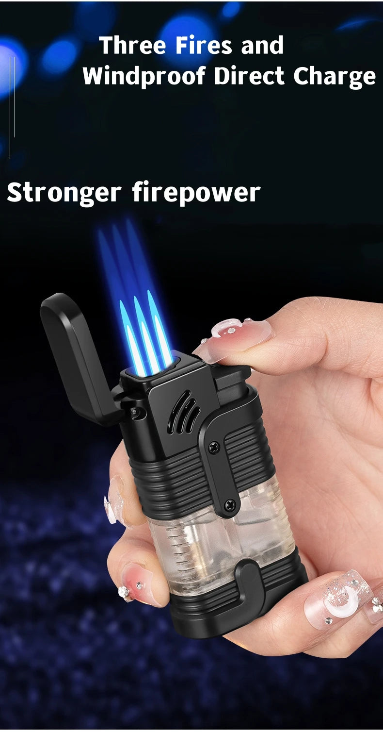 New Turbine Butane Gas Wind Proof Direct Charge Metal Torch Home Kitchen Gas Stove Outdoor Camp Barbecue Cigar Ignition Lighters