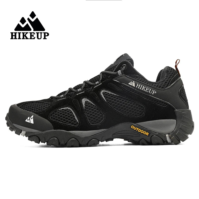 HIKEUP New Arrival Leather Hiking Shoes Wear-resistant Outdoor Sport Men Shoes Lace-Up Mens Climbing Trekking Hunting Sneakers