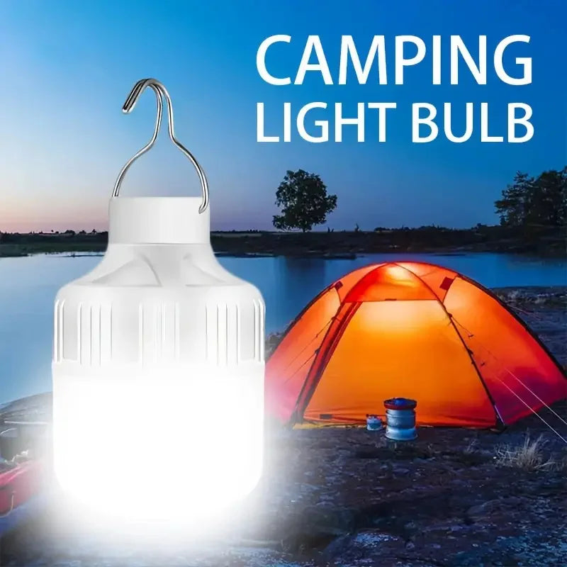 LED Outdoor USB Rechargeable Light Bulb High Brightness Emergency Light Hook Camping Fishing Portable Lantern Night Light Carry