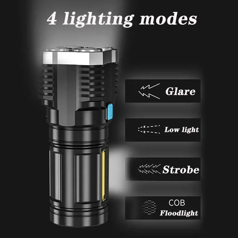 Powerful Flashlights Portable Rechargeable LED Camping Lamps Torch Light Waterproof Long Range Lanterns Self Defense