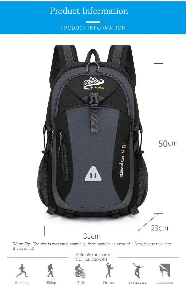 Classic Men Backpack Nylon Waterproof Men Casual Outdoor Travel Backpack Hiking Camping Mountaineering Backpack Sports Bag Women