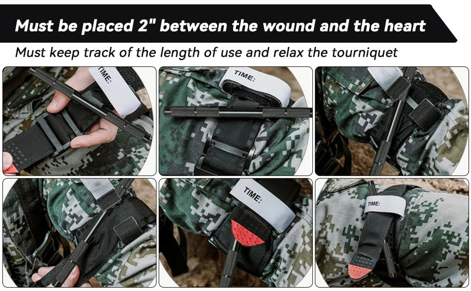 Emergency Tourniquet Tactical Emergency Strap Single Handed Medical First Aid Equipment for Hiking Camping Travel Outdoor Sports