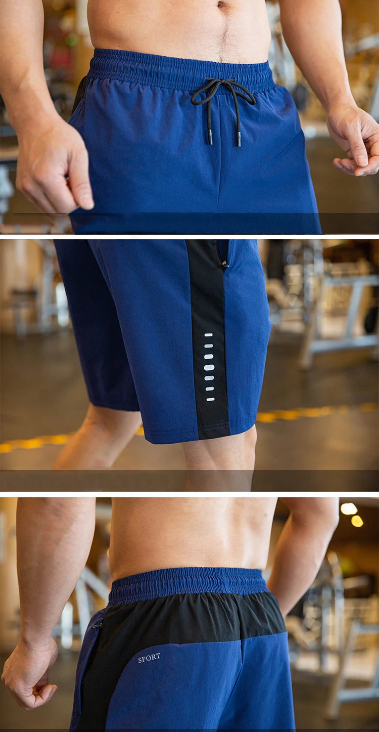 Running Fitness Sports Shorts Men Basketball Short Summer Quick Dry Sportpants Male Outdoor Training Sportwear Gym Clothing Blue