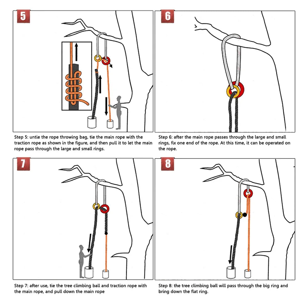 Durable Arborist Retriever Ball With Rope Guide And Friction Saver Tool Perfect For Safe And Efficient Tree Climbing