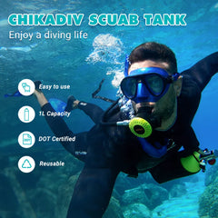 Chikadiv C400 Scuba Diving/Snorkel Tank Equipment Mini Scuba Diving Cylinder Bottle Snorkeling Set Oxygen Tank Dive Equipment