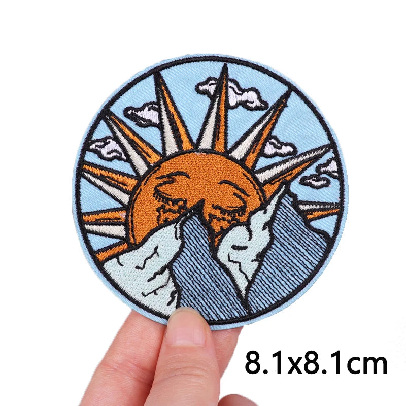 Wave/Dolphin Shark Patch Outdoor Embroidery Patch Iron On Patches For Clothing Thermoadhesive Patches On Clothes Sewing Applique