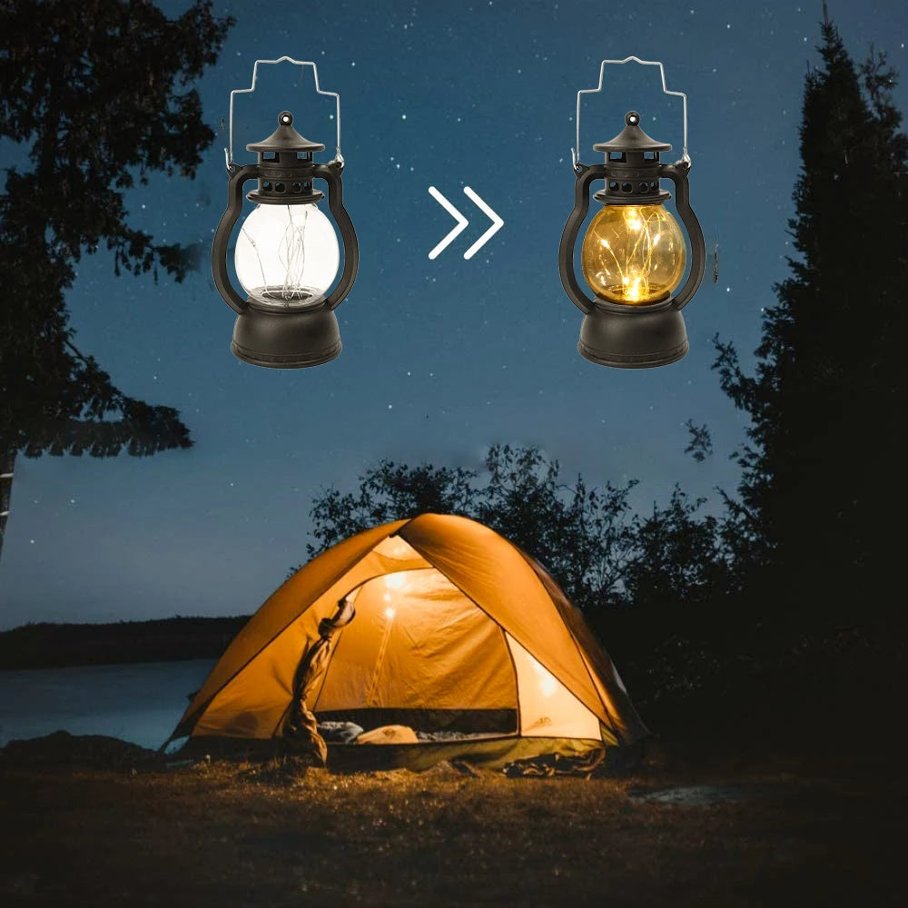 Retro Style Portable Night Light Outdoor Camping Light Rechargeable Tent Lantern Garden Lawn Wedding Party Decoration Lighting