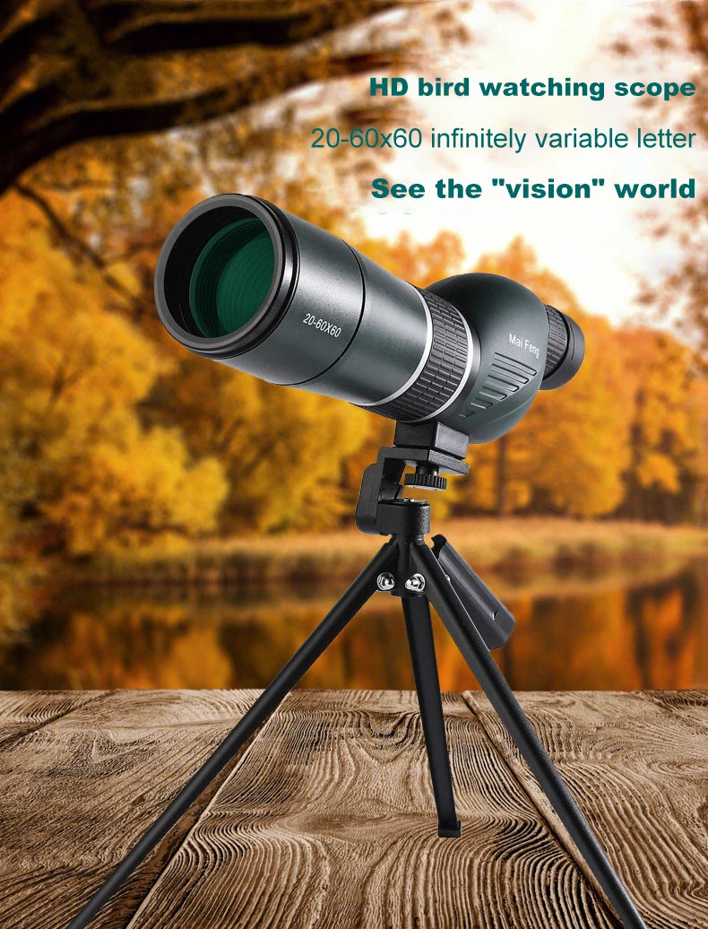 20-60X60 Spotting Scope Zoom Monocular Powerful Telescope Bak4 Prism Waterproof Anti-Fog For Camping Bird Watching Landscape