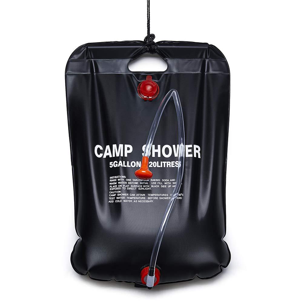 20L Portable Shower Bag with Switch Hose and Plastic Head Large Capacity Water Storage for Camping Outdoor Hiking Picnic Washing