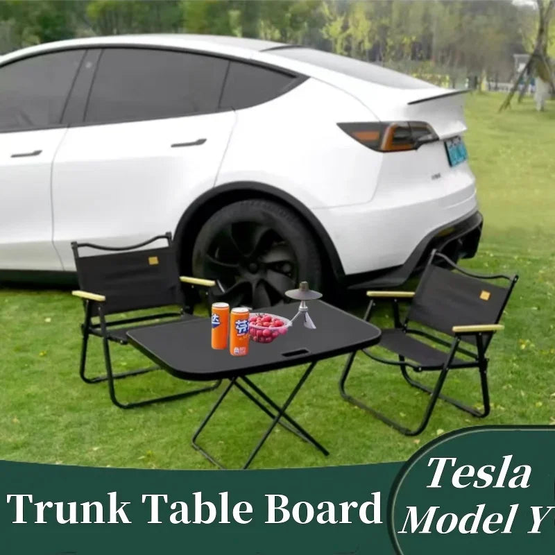 For Tesla Model Y 2020-2024 Travel Folding Camping Picnic Table,Fits Rear Trunk Portable Folding Boot Table and Chairs Set