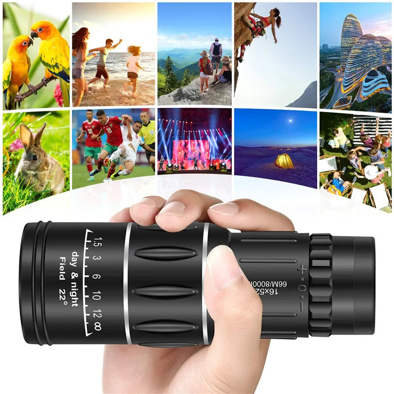 HD Scope 16x52 Dual Focus Monocular Telescope Hunting Spotting Upgrade Handheld Binoculars 66m/8000m For Tourism Fishing