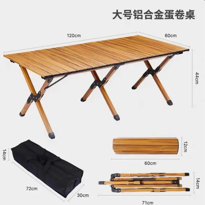 Folding Outdoor Table and Chair Set with Solid Wood and Aluminum Alloy for Picnic and Camping Coffee Tables Rolling IGT Wildmini