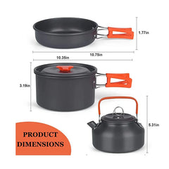 Camping Cooking Set Outdoor Aluminum Lightweight Equipment Camping Cookware Kit For Traveling Trekking Hiking Supplies