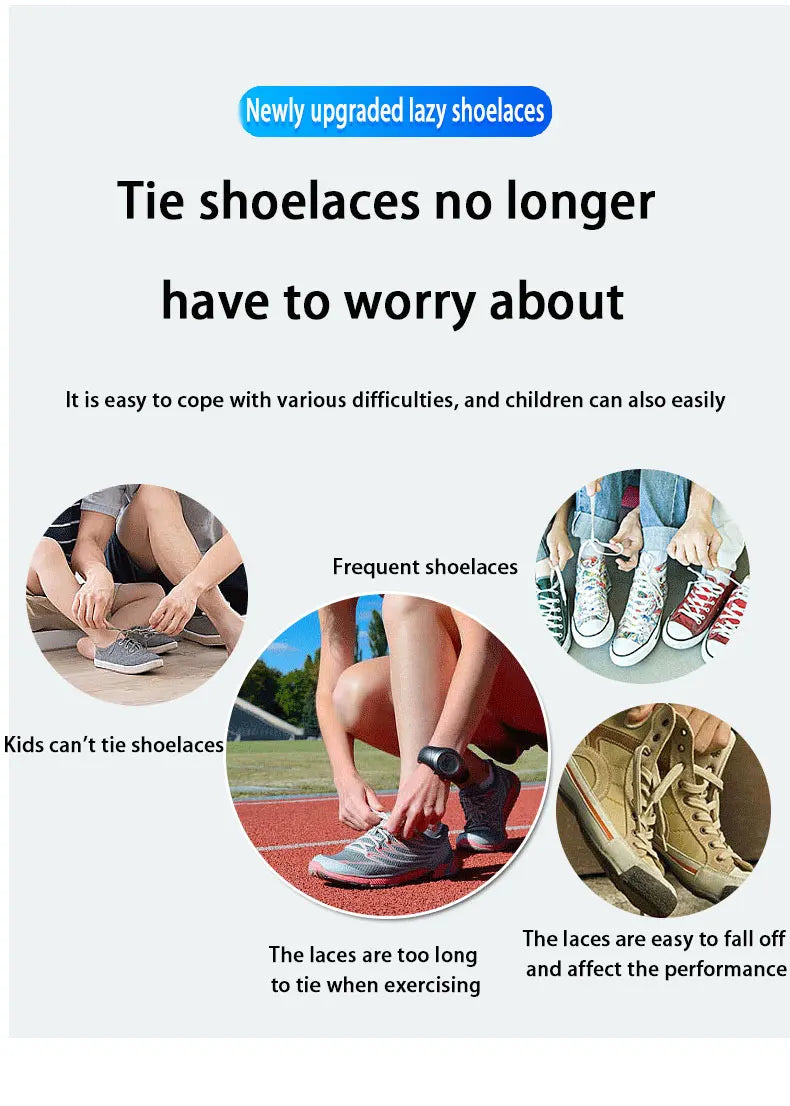 No Tie Shoe Laces Suitable for All Shoes Round Spring Lock Elastic Shoelaces Quick Wear in 1 Second Hiking Sports Lazy Shoelace