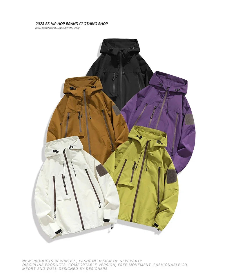 Windbreaker Purple Jacket Men With Hood Clothing Autumn Outdoor Waterproof Jackets Trekking Hiking Coats