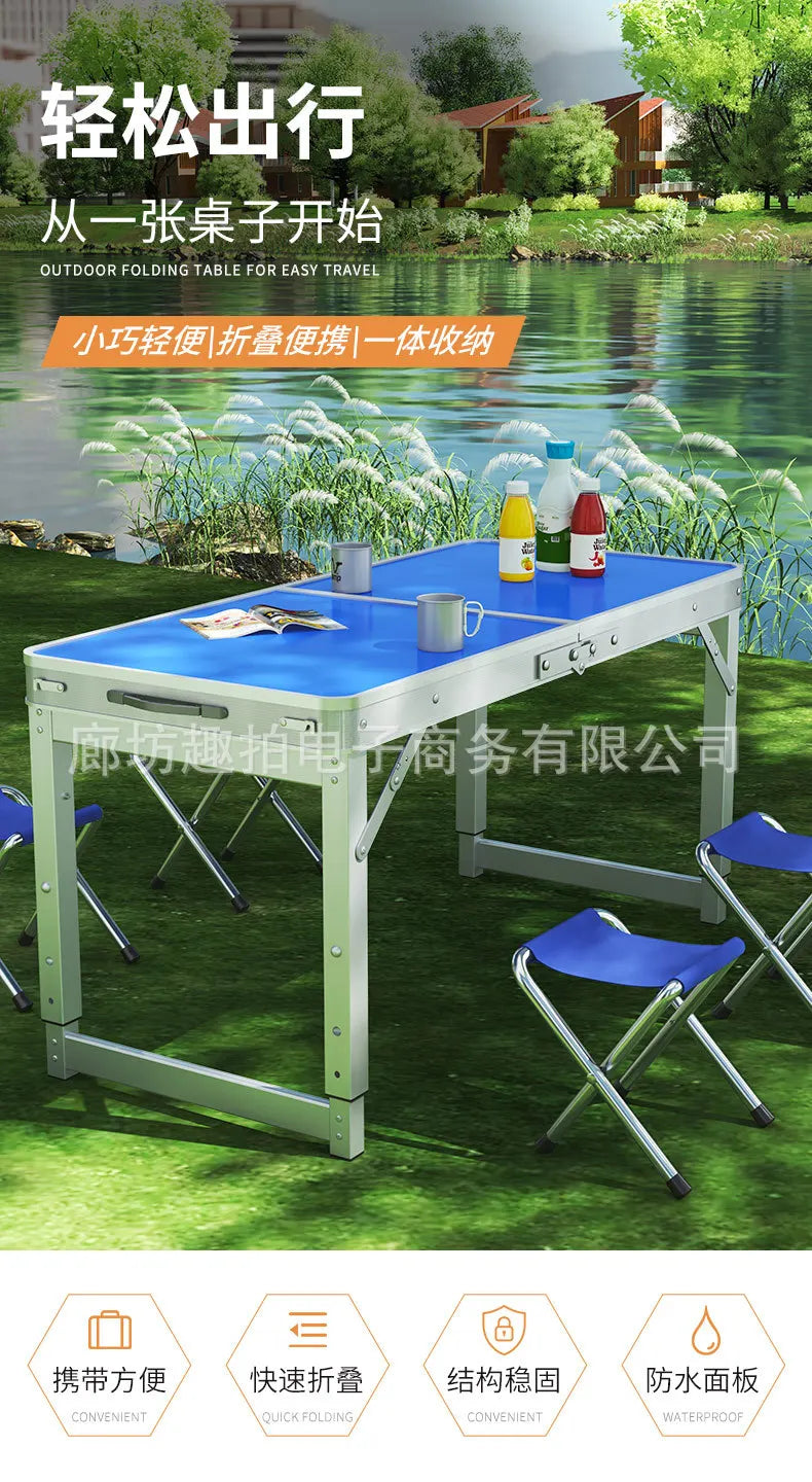 Folding Table Outdoor Stall Night Market Household Foldable Portable Aluminum Alloy Camping and Picnic Table and Chair