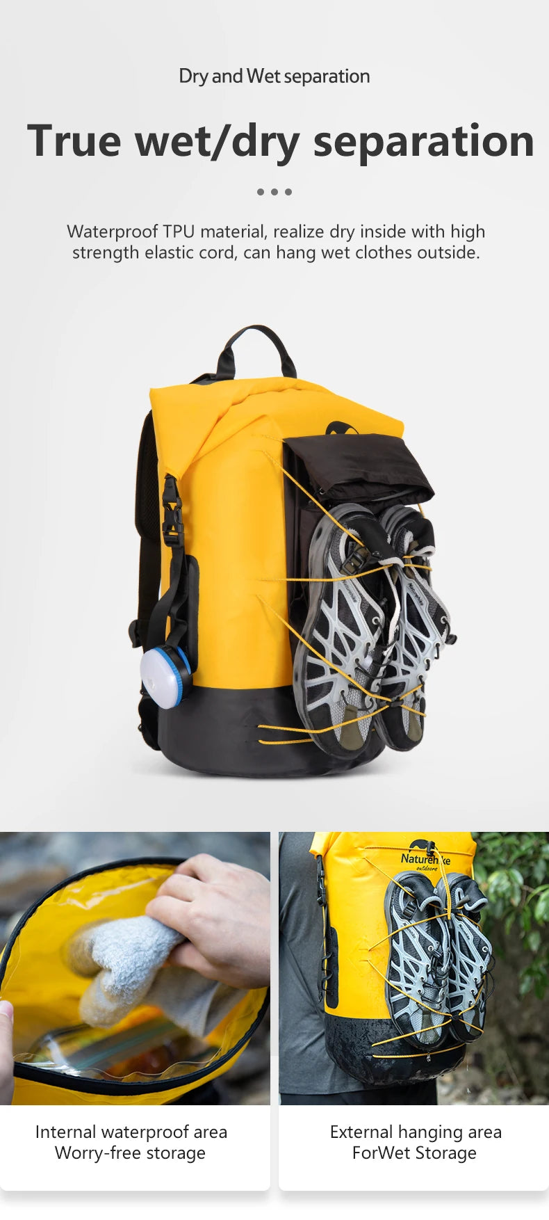 Naturehike TB03 TPU Wet & Dry Separation Waterproof Bag Outdoor Seaside Diving Bags Snorkeling Swimming Trail Rafting Equipment