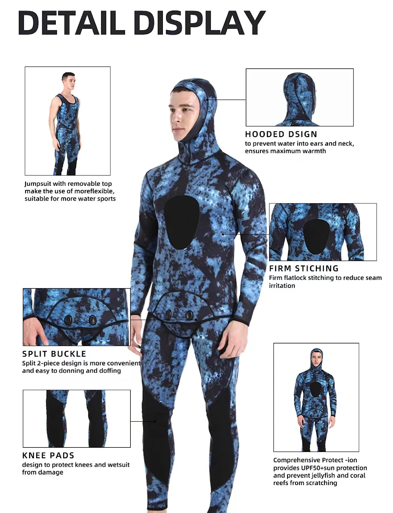 Camouflage SCR Neoprene 3mm Swim Wetsuits Men's Diving Suit Split Scuba Snorkel Swimsuit Spearfishing Surfing Jumpsuit Equipment