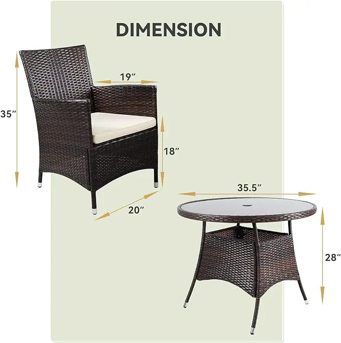 5/6pcs Folding Patio Dining Set,Small Metal Outdoor Garden Patio Table and Chair Set w/Umbrella for Lawn,Deck,Backyard