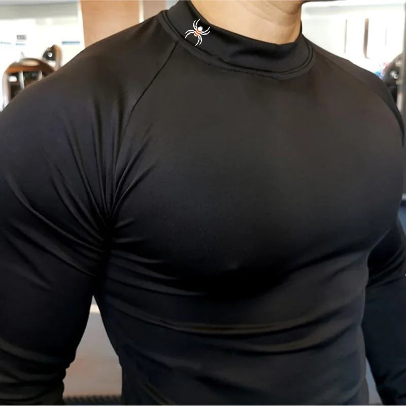 Running T-Shirt Mens Long Sleeve Compression Shirt Gym Sports Top Training Quick Dry Breathable Bodybuilding Fitness Clothing