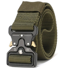 Men's new tactical high weight and wear-resistant alloy buckle nylon waist belt outdoor belt work clothes canvas elastic belt