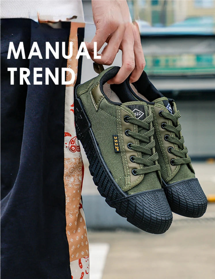 Canvas Sneakers Men Wear-resistant Sport Shoes Men Lace-Up Walking Shoes Climbing Work Tactical Sneakers Mens Casual Shoes