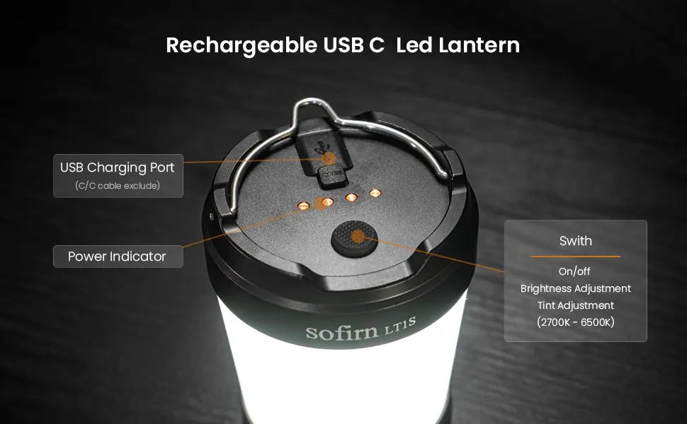 Sofirn LT1S Camping Light USB-C Rechargeable 21700 Lantern Powerful Torch 2700K to 5000K Power Indicator & Reverse Charge