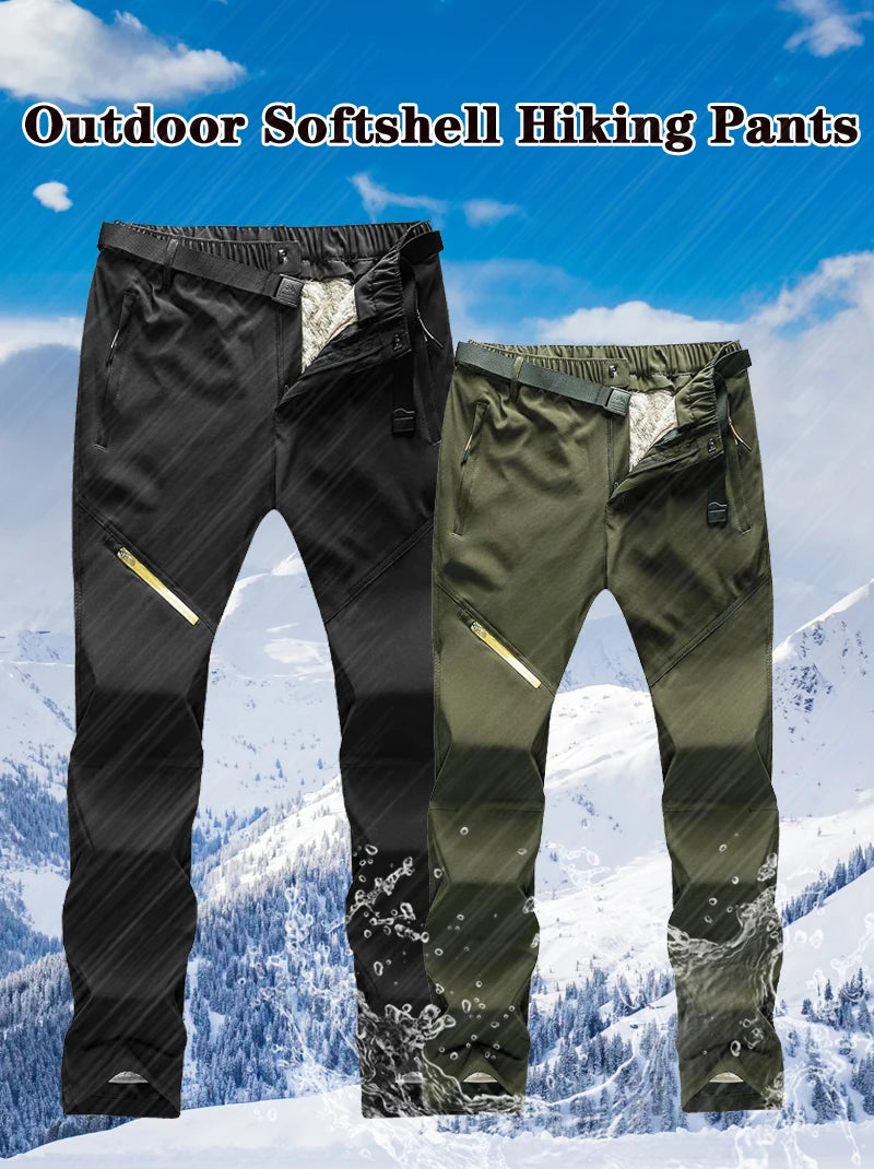 Ski Pants Men Women Outdoor Windproof Waterproof Warm 2 in 1 Fleece Pants Thick Warm Trousers Trekking Hiking Pants Ski Clothing