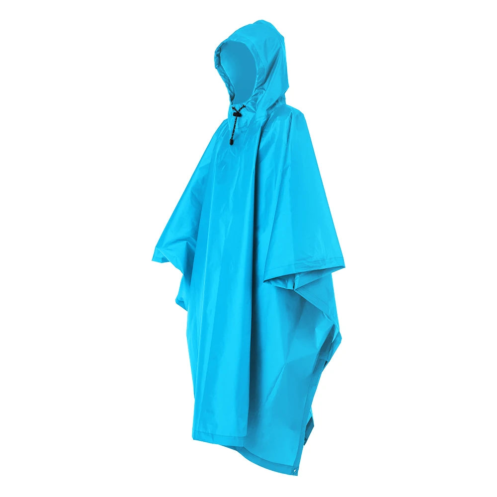 3-in-1 Waterproof Rain Poncho Lightweight Hooded Rain Coat Picnic Mat Blanket Sun Shelter for Outdoor Camping Cycle Climbing