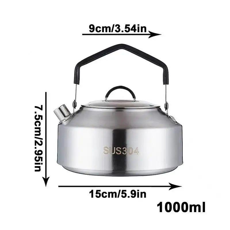 1L/1.5L Camping Water Kettle Outdoor Coffee Kettle Tableware Picnic Set Supplies Durable Camping Tea Kettle Tourism Cookware