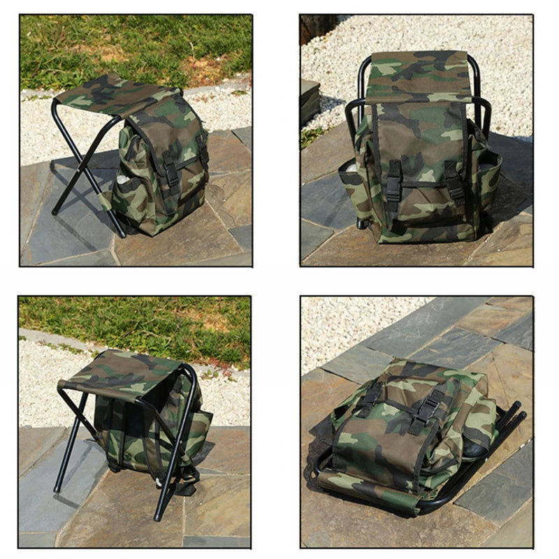 Outdoor Folding Camping Fishing Chair Sturdy Comfortable Stool Portable Backpack Seat Bag Economy Fishing Chair Hiking Seat