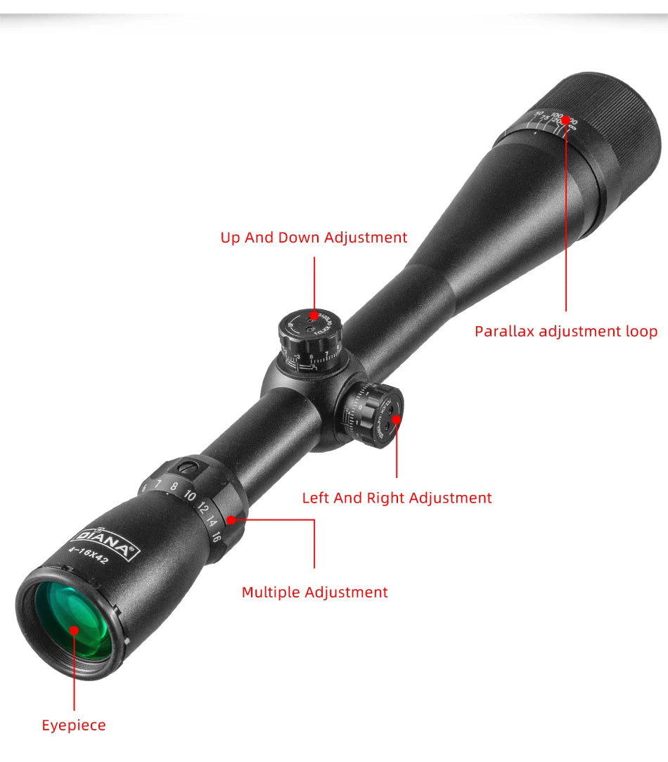 DIANA 4-16X42 Tactical Rifle scope Mil Dot Reticle Optical Sight Hunting Optics Scope Air Gun Spotting scope for rifle hunting