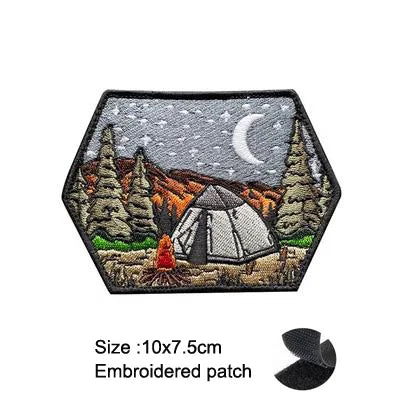 3D Embroidery Camping Mountaineering Unique Hot Air Balloon, Landscape Backpack, Custom Patches for Clothing, New Design