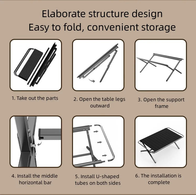 Tryhomy Camping Egg Roll Table Outdoor BBQ Picnic IGT Table Spliceable Aluminum Alloy Table Portable Folding Omelet Table