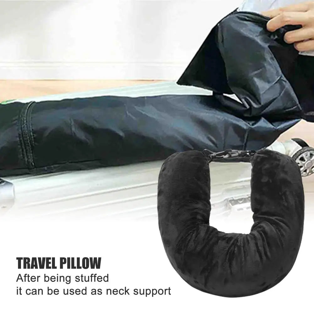 Travel Neck Pillow That You Stuff With Clothes Portable Outdoor Travel Storage Bag Pillow Car Headrest Household U-shaped Pillow