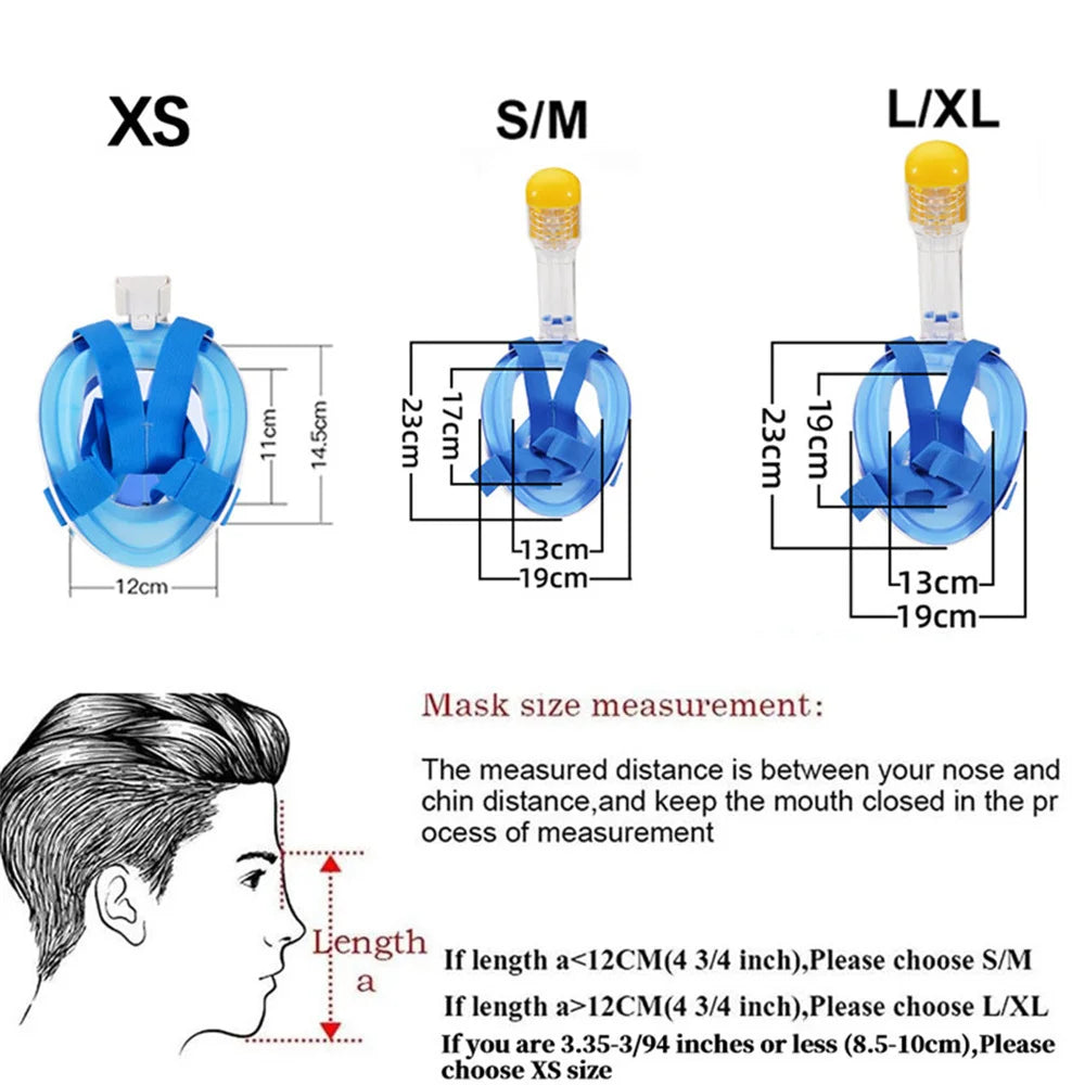 Professional Snorkeling Diving Mask Underwater Scuba Full Face Snorkel Mask Anti Fog Goggles for Kids Adult Swimming Equipment