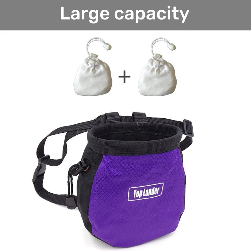 Gym Chalk Bag Weightlifting Rock Climbing Gymnastics Bouldering Magnesium Powder Storage Bag Drawstring Design W/ Zipper Pocket