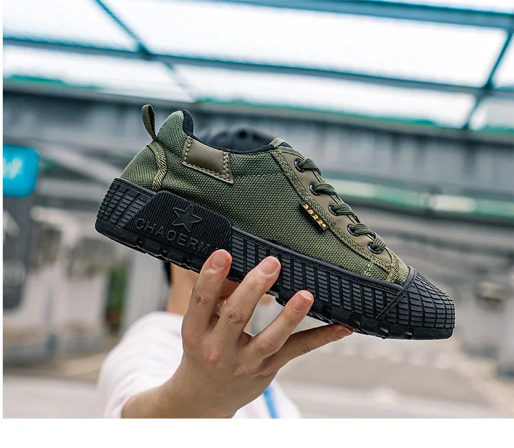 Canvas Sneakers Men Wear-resistant Sport Shoes Men Lace-Up Walking Shoes Climbing Work Tactical Sneakers Mens Casual Shoes