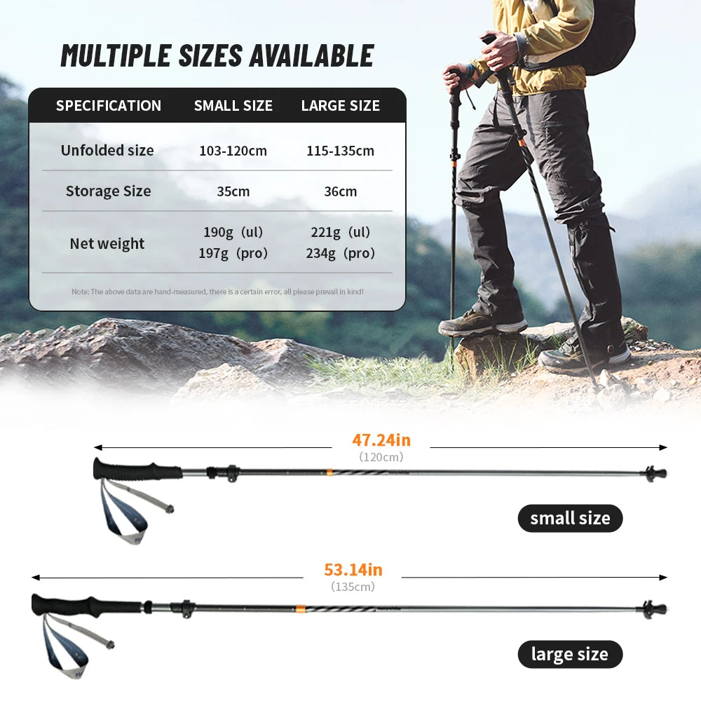 Naturehike Carbon Fiber Climbing Sticks Outdoor Folding Ultralight Trekking Poles Hiking Stick Collapsible Telescopic Stick