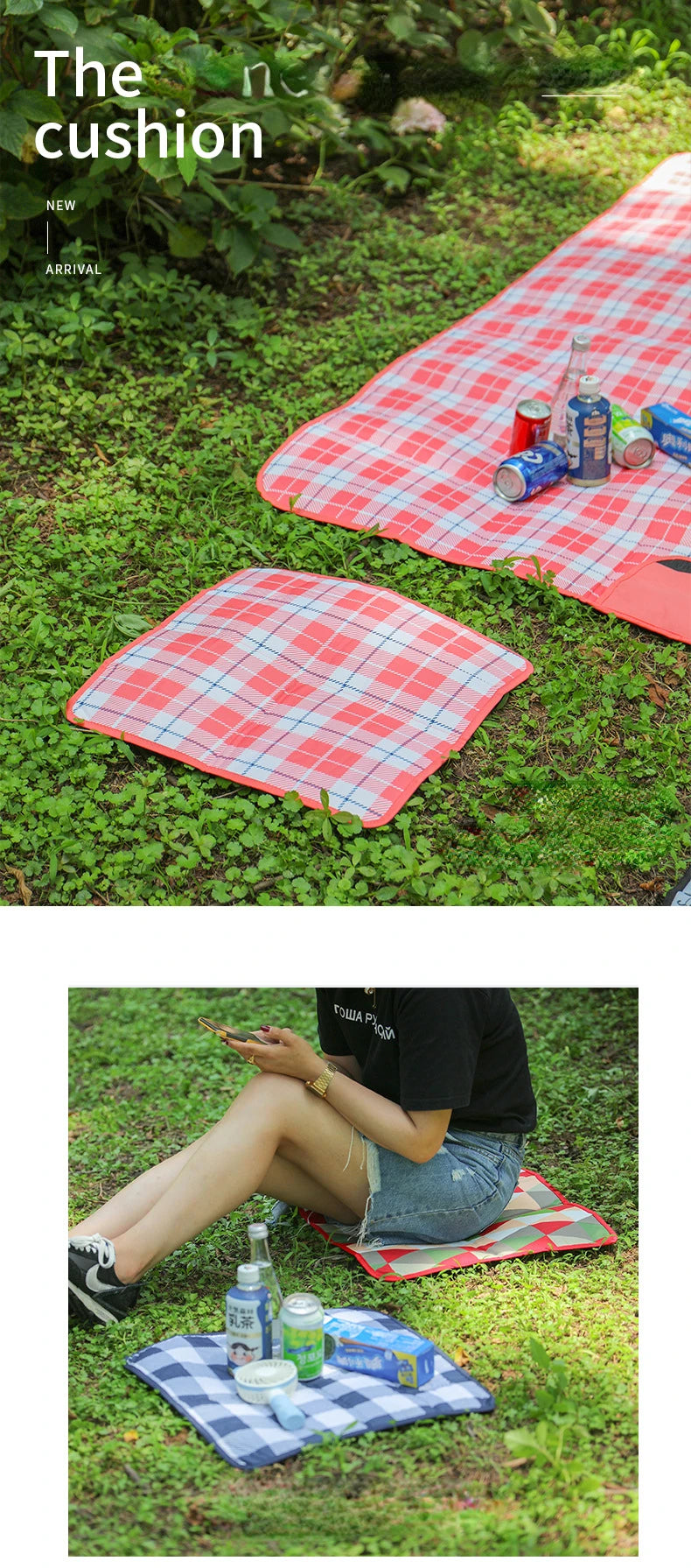 1pc Foldable Outdoor Camping Mat Seat Cushion, Printed moisture-proof travel folding pad Cushion Portable Hiking Activities Pad