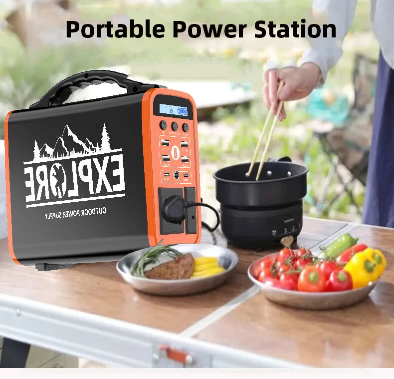 400W Portable Power Station 220V/110V AC Solar Generator Outdoor Emergency Mobile 60000mAh LiFePO4 External Battery For Camping