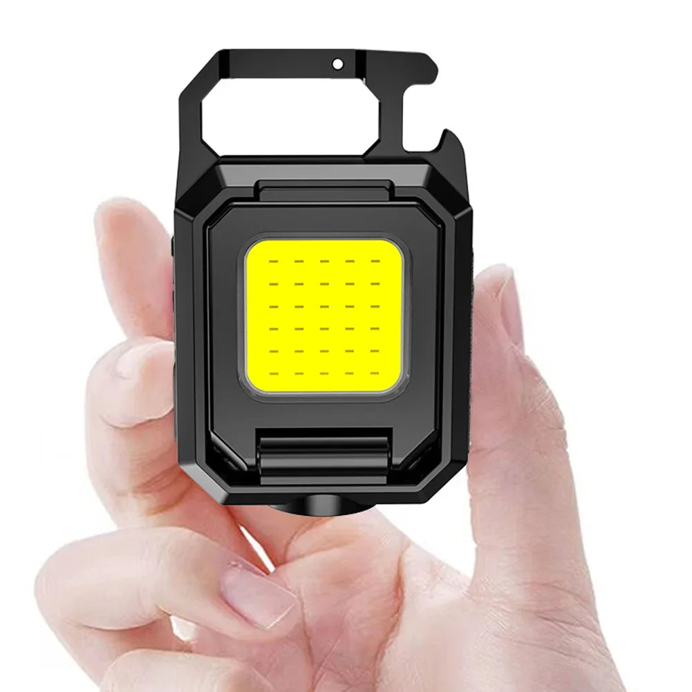 Mini Flashlight Keychain Multifunctional Portable COB Camping Lamps USB Charging Led Work Lights Outdoor Fishing Hiking Lantern