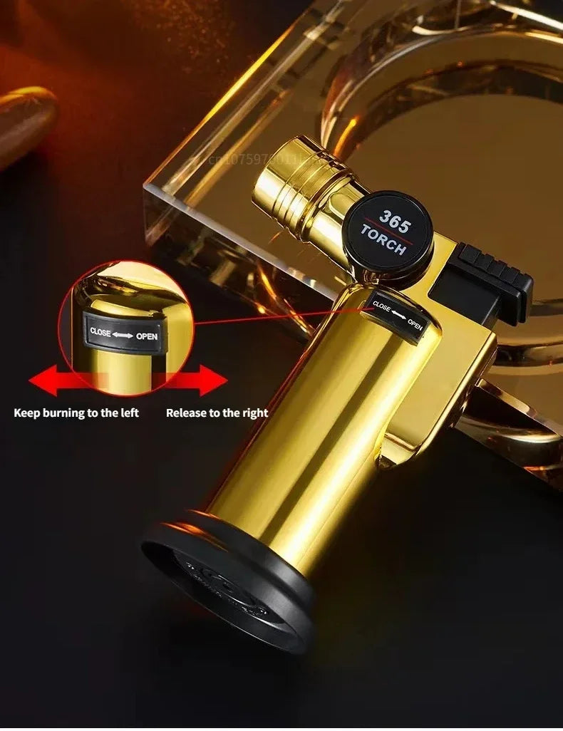 New Metal Double Flame Cigar Lighter Windproof Butane Gas Lighter Outdoor Camping Kitchen Barbecue Torch Lighter