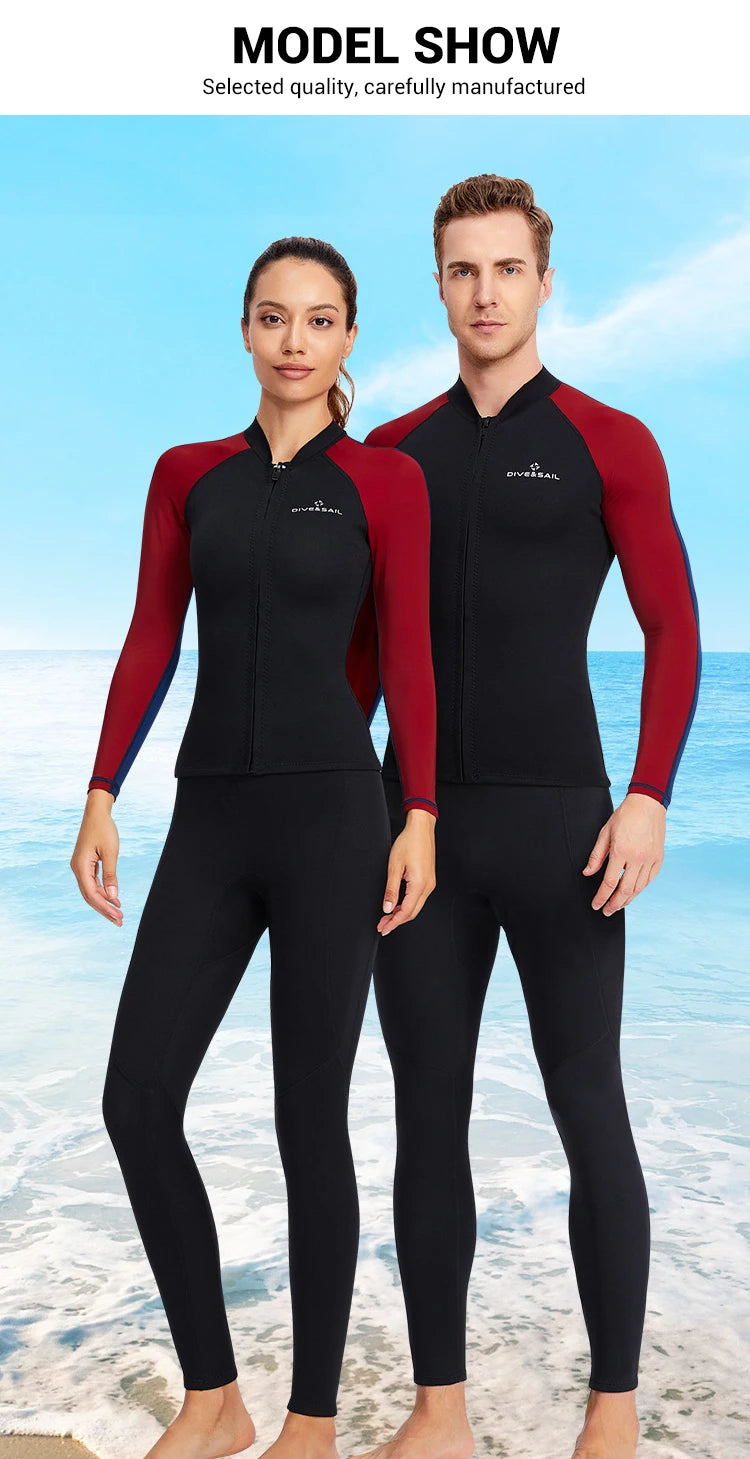 Neoprene 3MM 2MM Men Women Wetsuit Jacket Scuba Diving Suit Surf Snorkeling Underwater Spearfishing Fishing Kitesurf Equipment