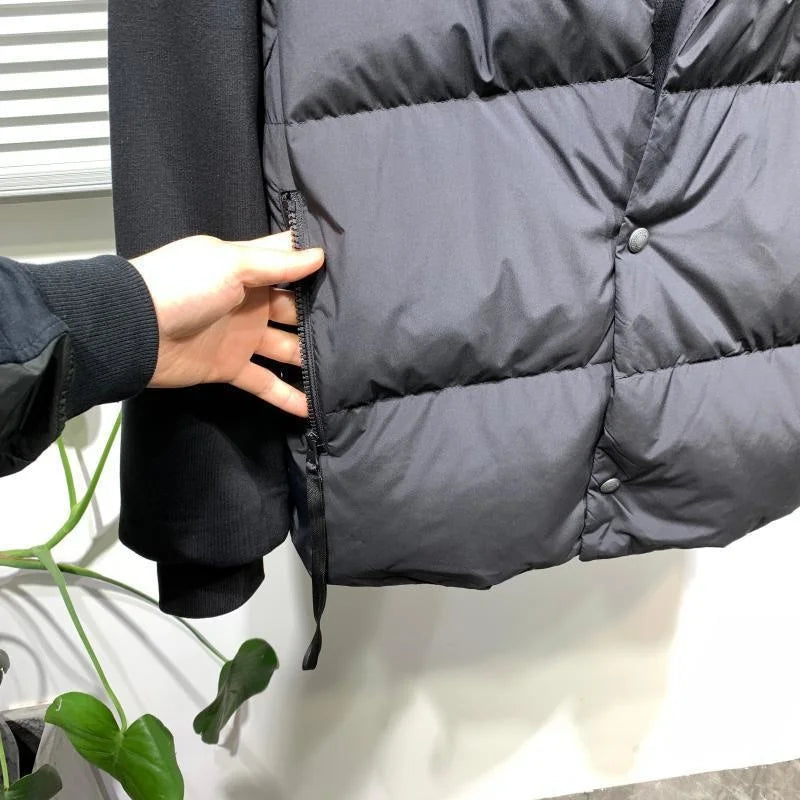 Men's Winter New Style Short Fake Two Piece Hooded Thickened Coat Cotton Padded Jacket Outdoor Trekking Travel Camping Clothing